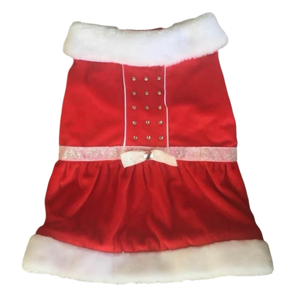 NWOT Santa Paws Dog Coat Velvet Rhinestones Holiday Fur Size L/XL